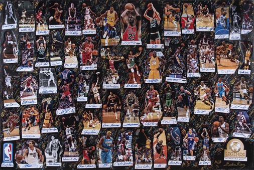 2017 NBA Legends of Basketball "We Made This Game" Multi-Signed Framed 40x60 Original Collage Artwork By Erika King-1 of 1 With 61 Signatures Including Jordan, Kobe & LeBron (Icon Art LOA, UDA & BAS)